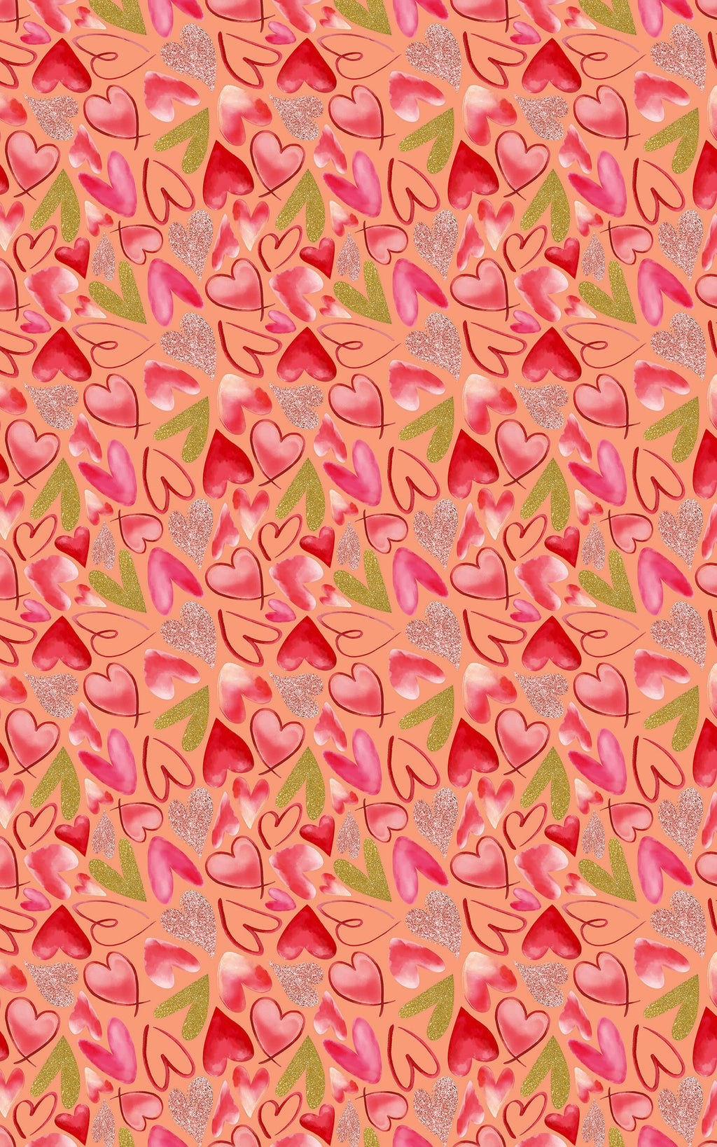 Mixed Hearts Wrapping Paper — Light Salmon, 30" Roll