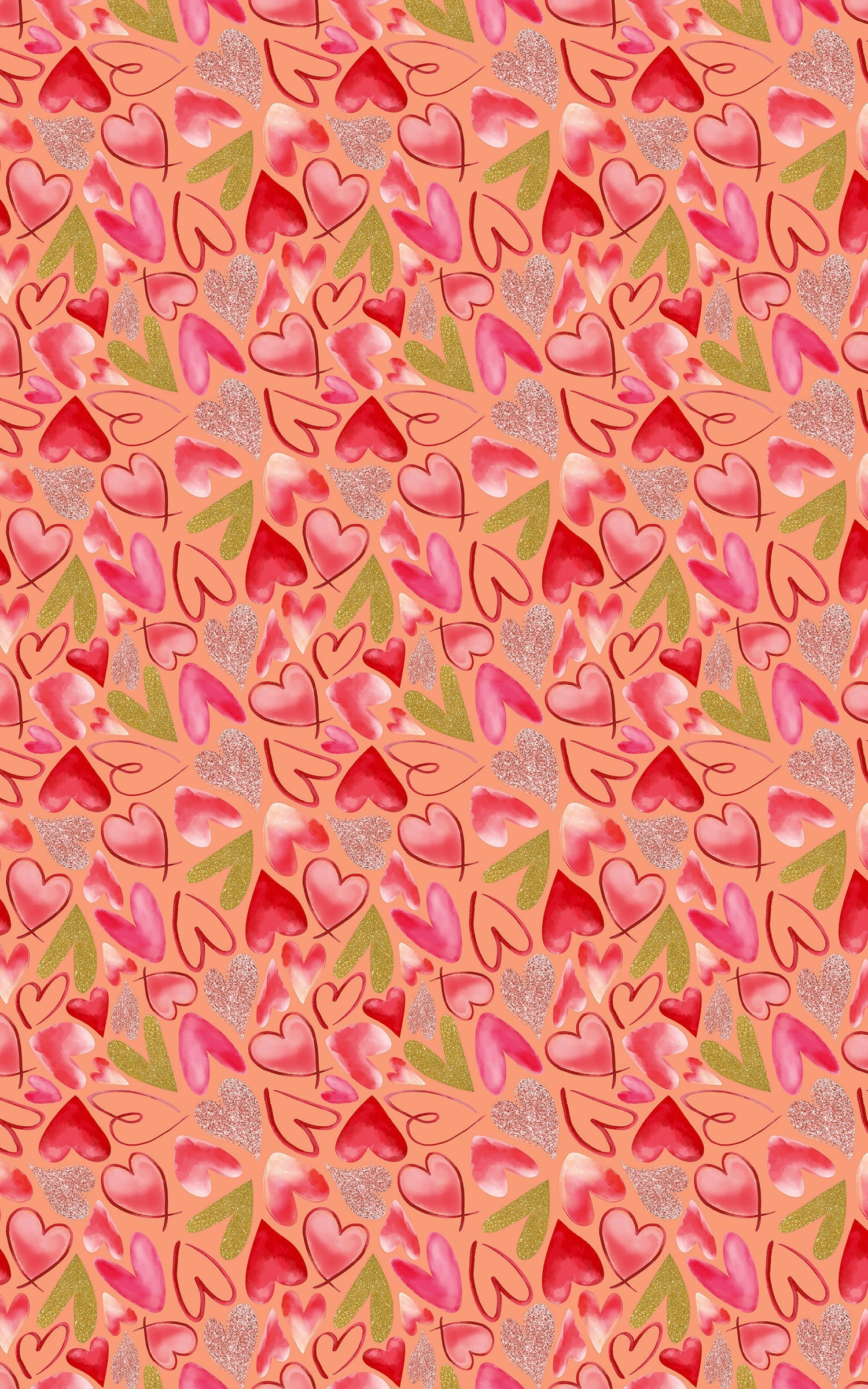 Mixed Hearts Wrapping Paper — Light Salmon, 30" Roll