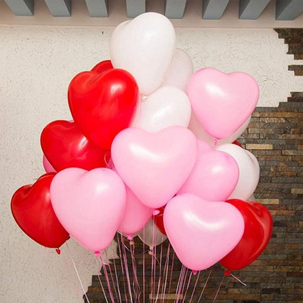 Red & Pink Heart Latex Balloons — Biodegradable, 100-Pack