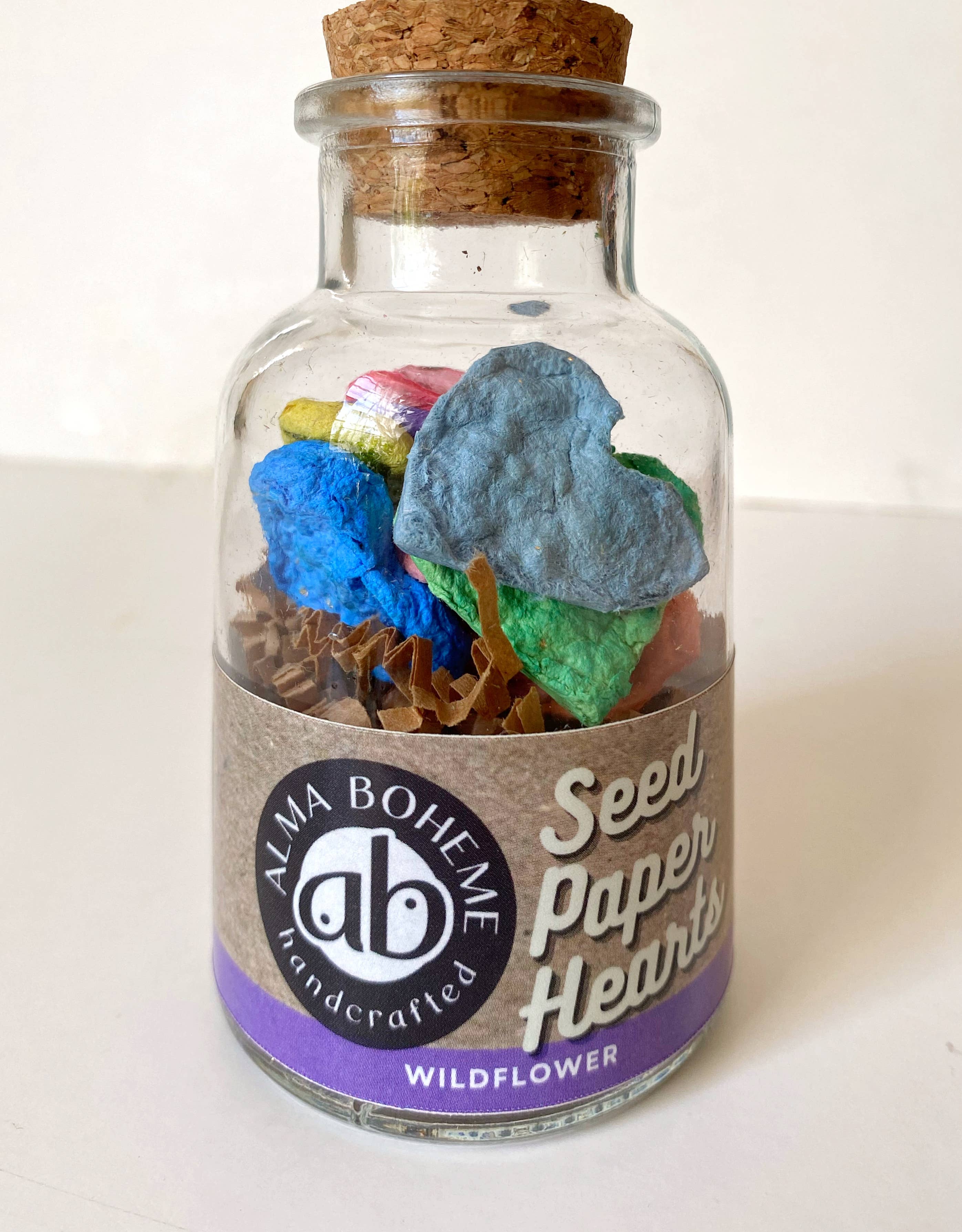 Wildflower Seed Paper Hearts | Glass Jar with Cork | Party Favors