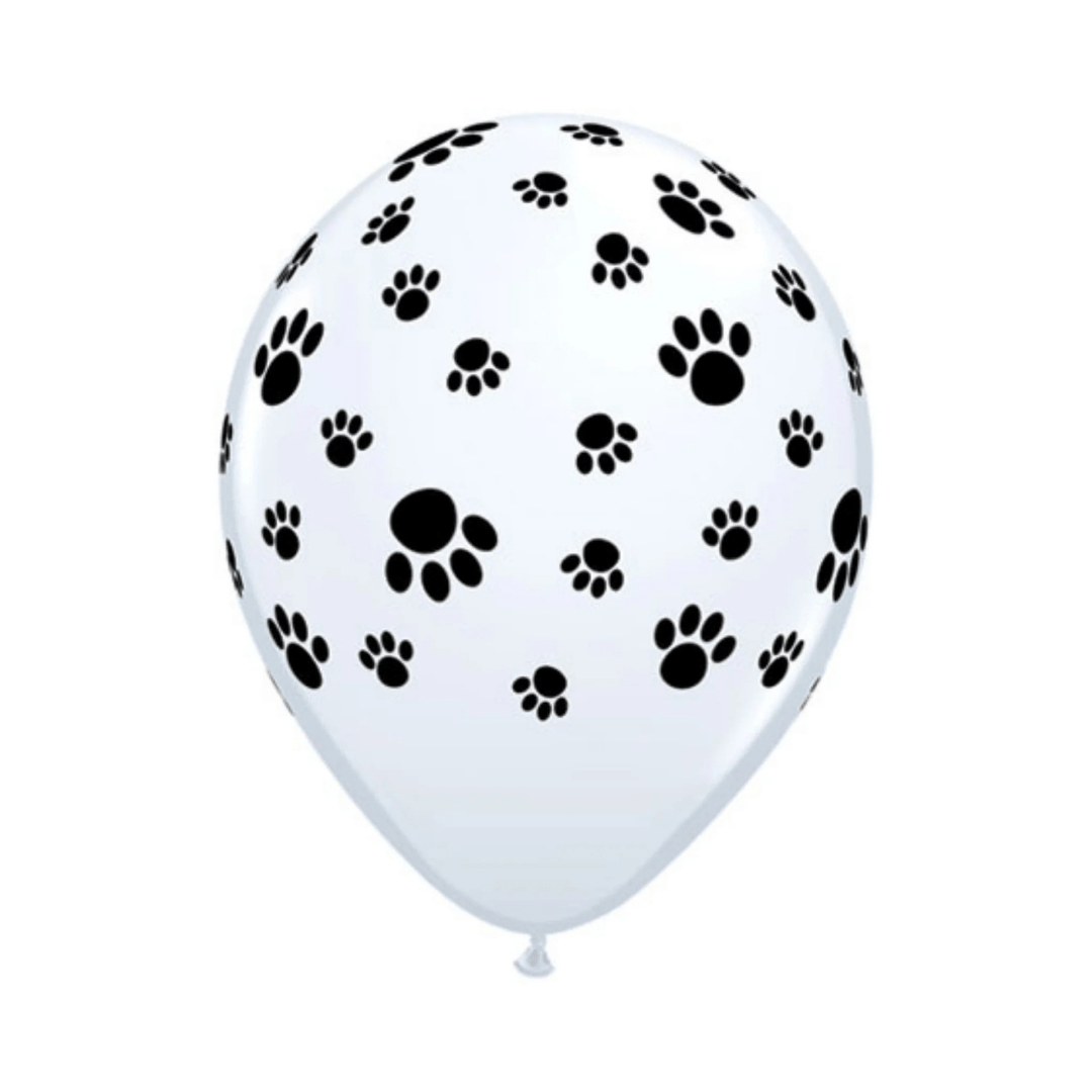 Black & White Paw Print Balloons — Biodegradable Latex, 10-Pack