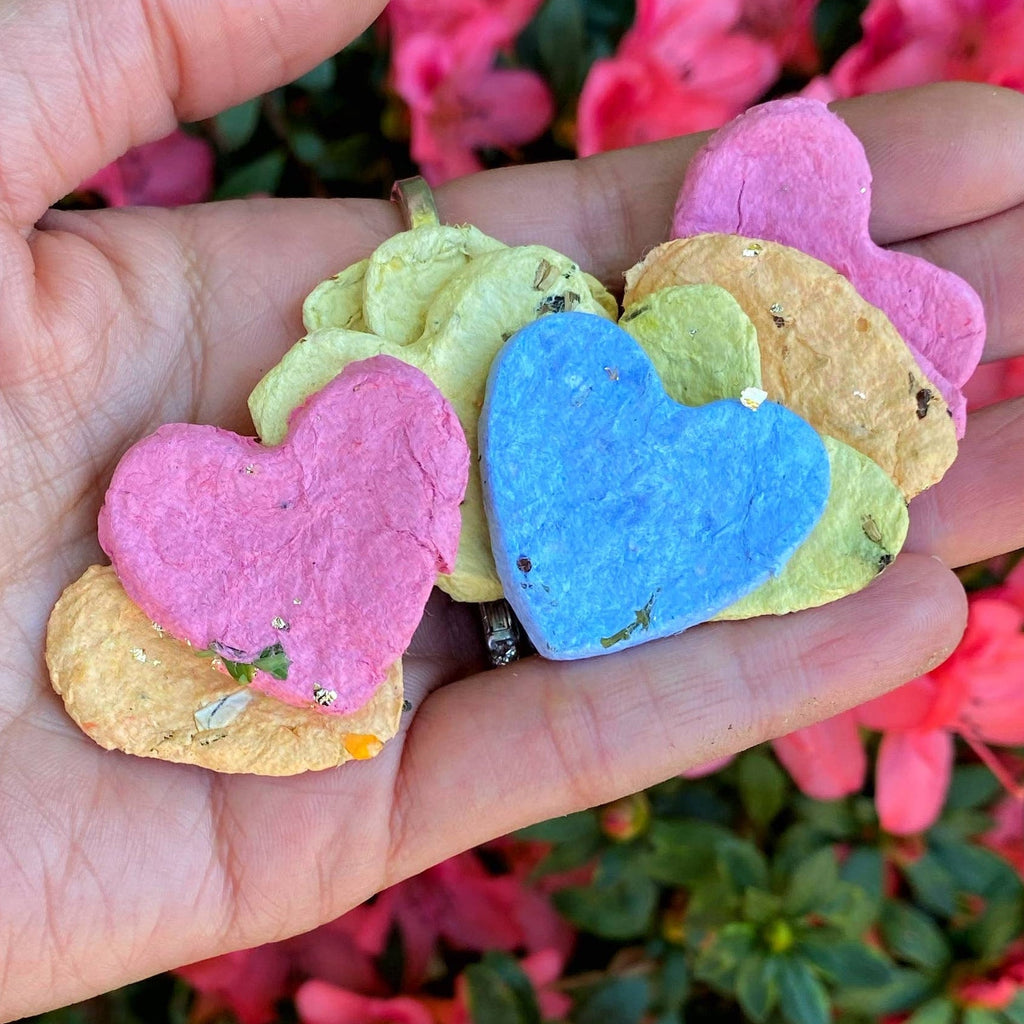 Wildflower Seed Paper Hearts | Glass Jar with Cork | Party Favors