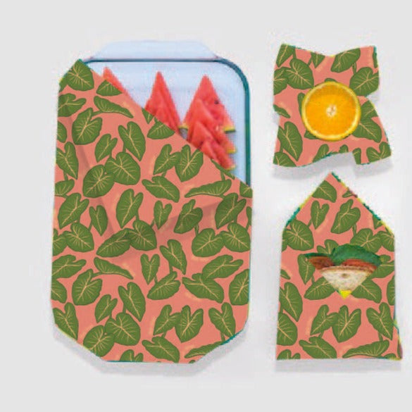 Beeswax Gift Wrap Roll | Reusable as Food Wrap | Hawaiian Taro Leaf Design