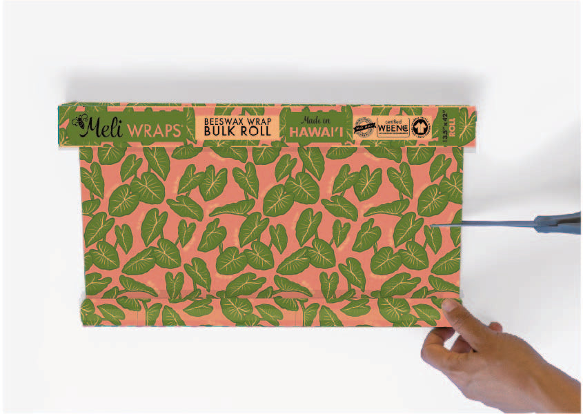 Beeswax Gift Wrap Roll | Reusable as Food Wrap | Hawaiian Taro Leaf Design