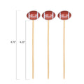 Football Bamboo Cocktail Picks — 4.75", 100 or 1000 Count