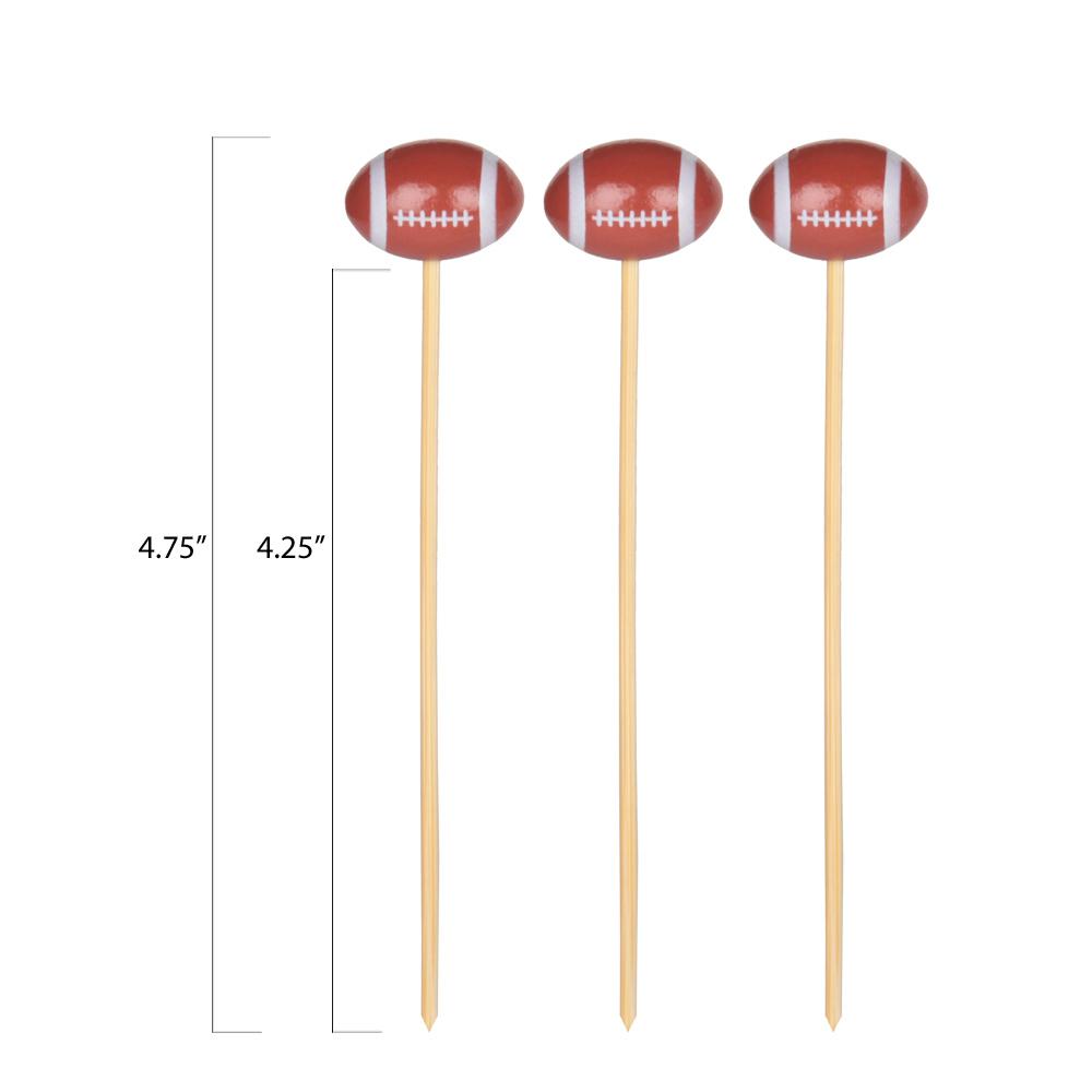 Football Bamboo Cocktail Picks — 4.75", 100 or 1000 Count