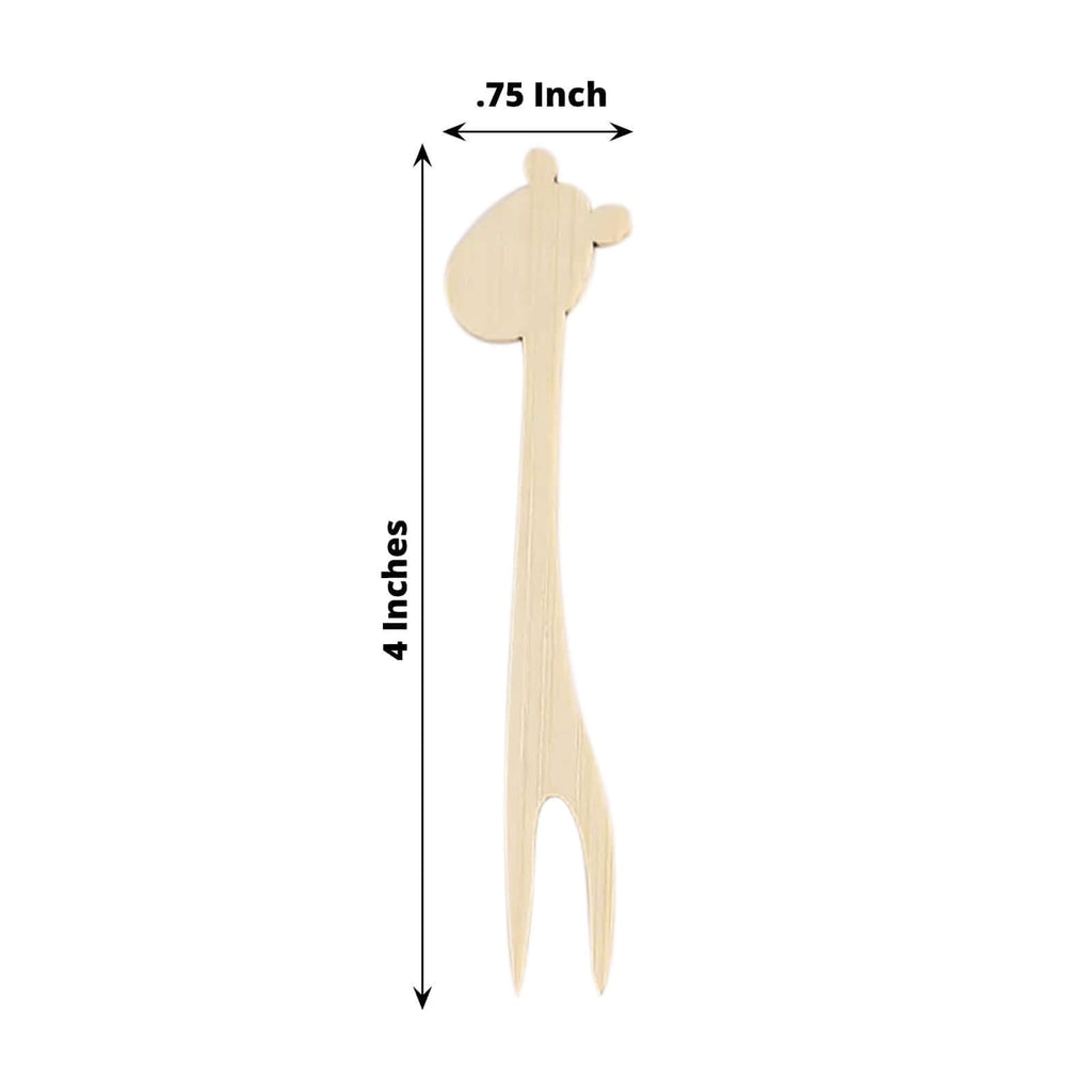 Giraffe Bamboo Cocktail Picks | Double Pronged | 100-Pack