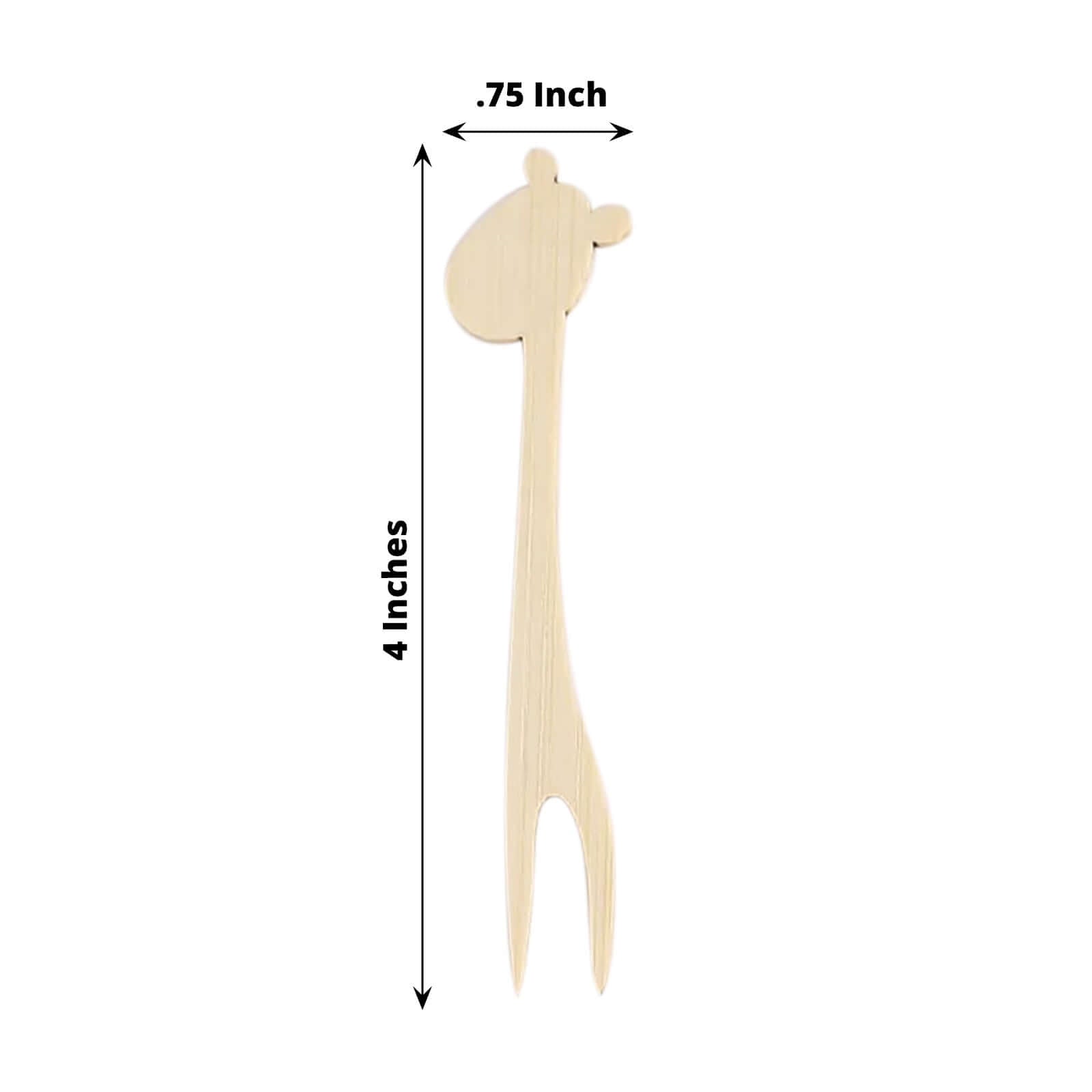 Giraffe Bamboo Cocktail Picks | Double Pronged | 100-Pack