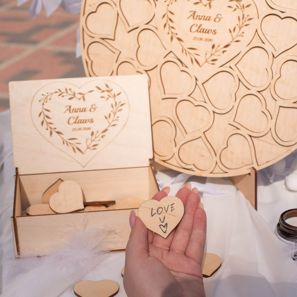 Circle Wedding Guest Book — Handcrafted Wood, Customizable