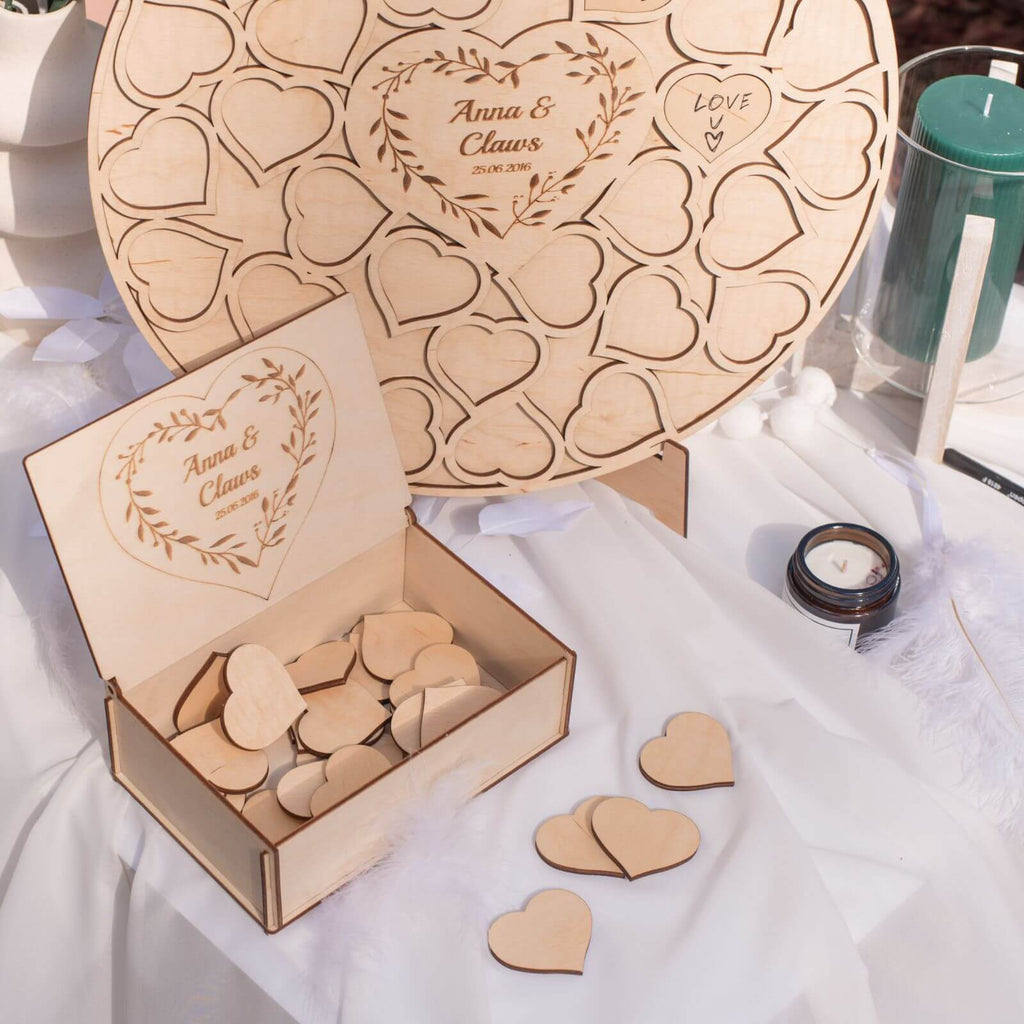 Circle Wedding Guest Book — Handcrafted Wood, Customizable
