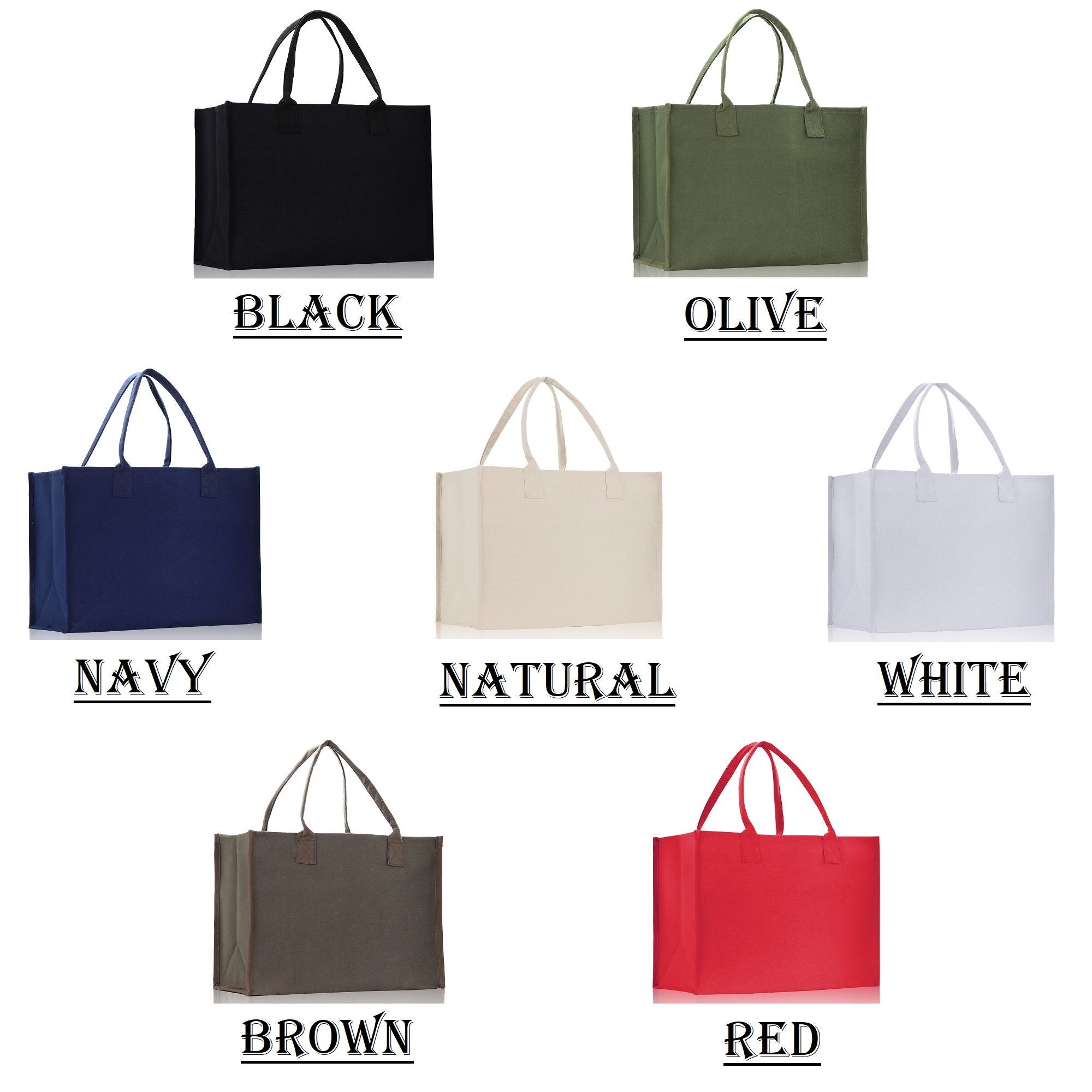 Bridesmaid Cotton Canvas Tote Bag — Bridal Party, 7 Colors