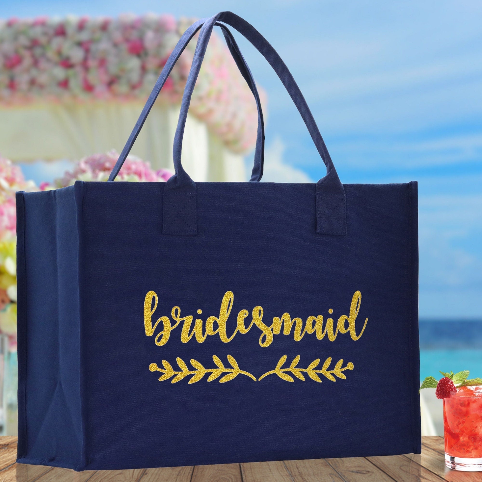 Bridesmaid Cotton Canvas Tote Bag — Bridal Party, 7 Colors