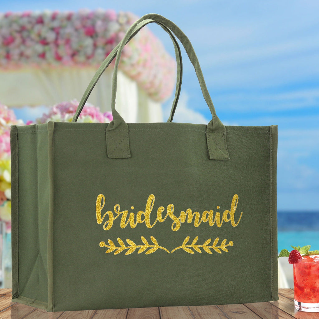 Bridesmaid Cotton Canvas Tote Bag — Bridal Party, 7 Colors