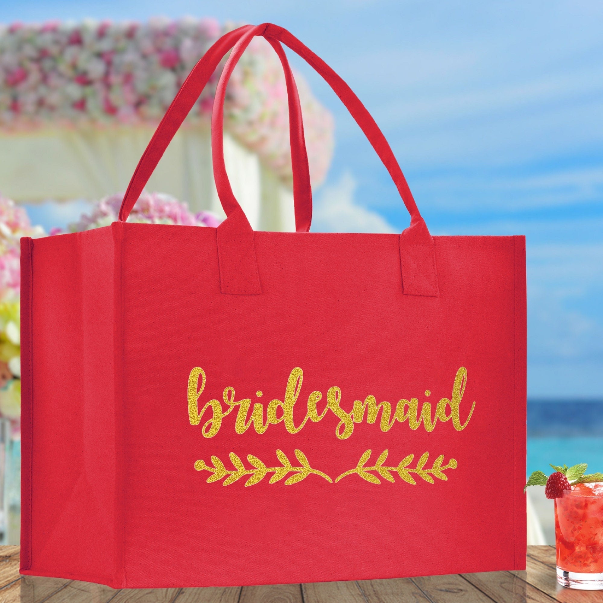 Bridesmaid Cotton Canvas Tote Bag — Bridal Party, 7 Colors