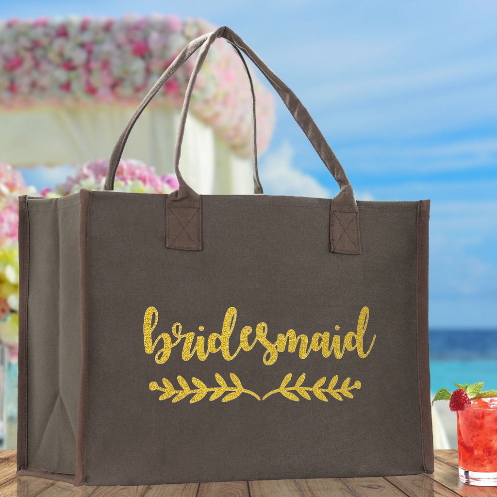 Bridesmaid Cotton Canvas Tote Bag — Bridal Party, 7 Colors