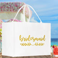 Bridesmaid Cotton Canvas Tote Bag — Bridal Party, 7 Colors