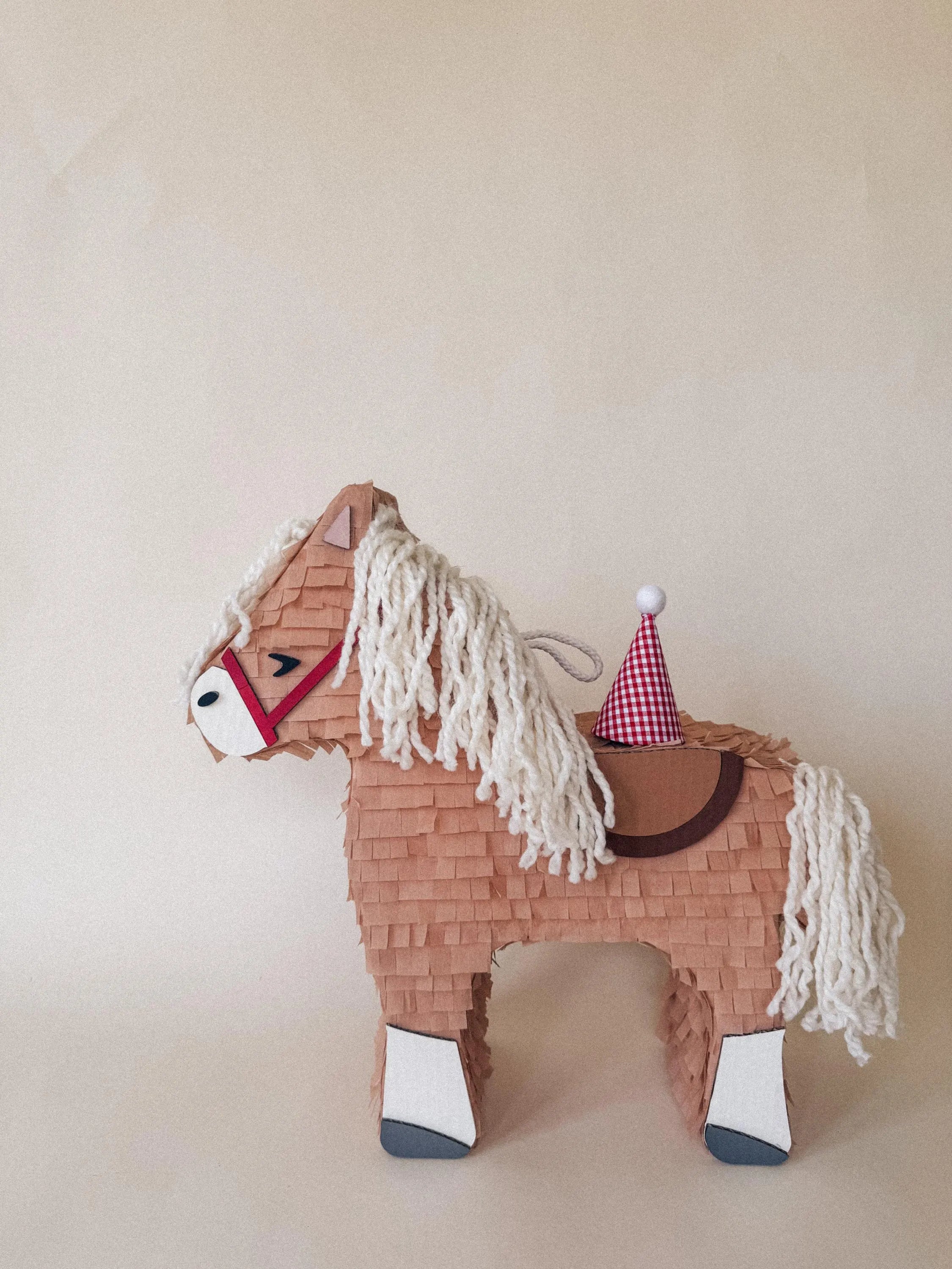 Birthday Horse Piñata — Handmade, 22", String Mane