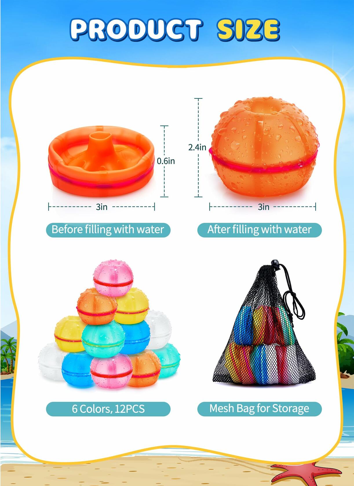 Reusable Magnetic Water Balloons | 12 Pack | Silicone