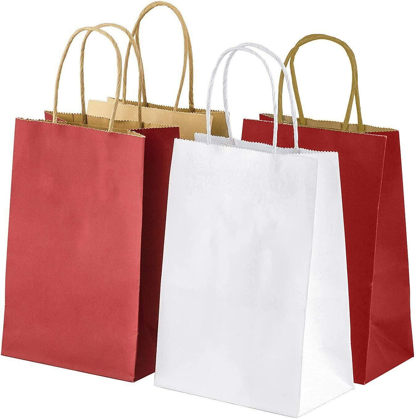 Ruby Red Kraft Paper Gift Bags — Twisted Handles, 8x4.25x10.5"