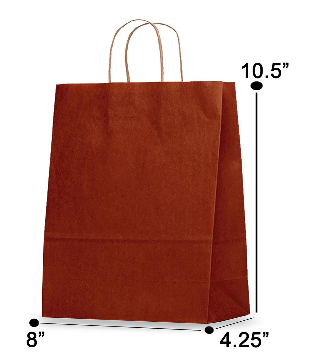 Ruby Red Kraft Paper Gift Bags — Twisted Handles, 8x4.25x10.5"