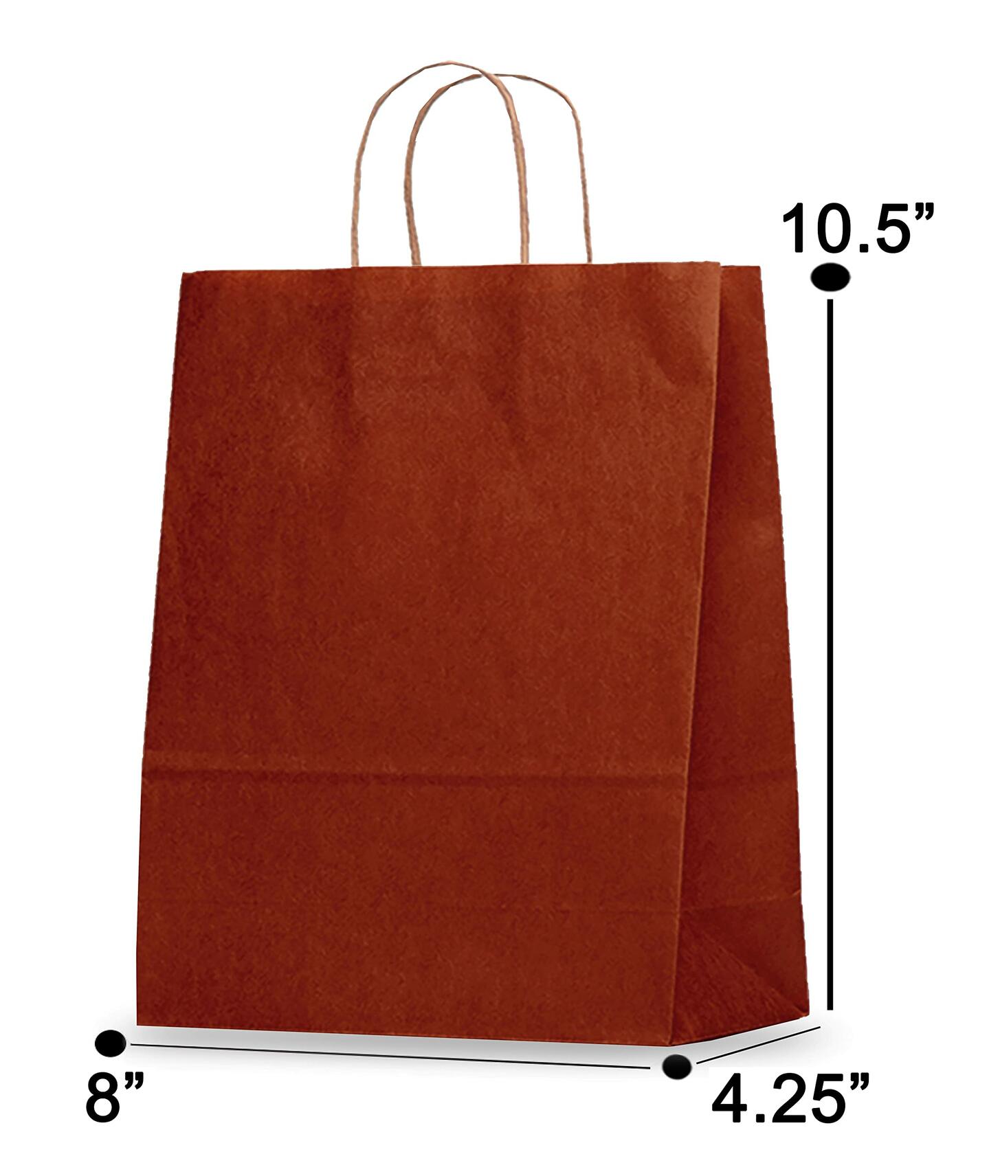 Ruby Red Kraft Paper Gift Bags — Twisted Handles, 8x4.25x10.5"