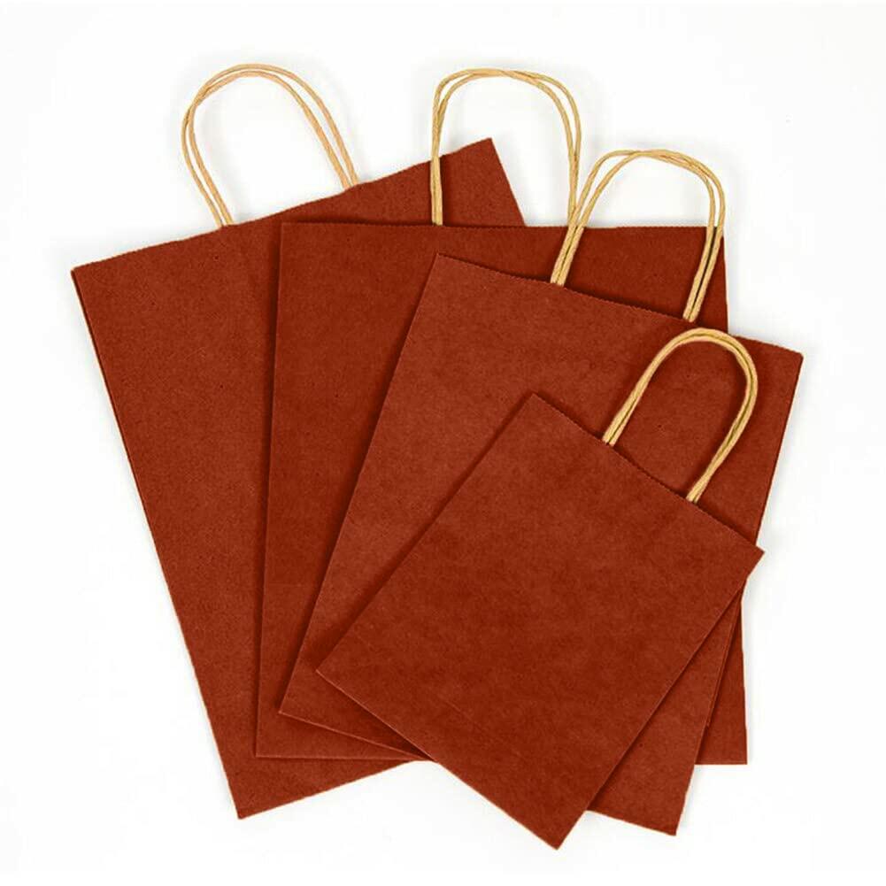 Ruby Red Kraft Paper Gift Bags — Twisted Handles, 8x4.25x10.5"