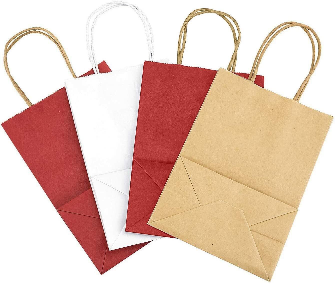 Ruby Red Kraft Paper Gift Bags — Twisted Handles, 8x4.25x10.5"