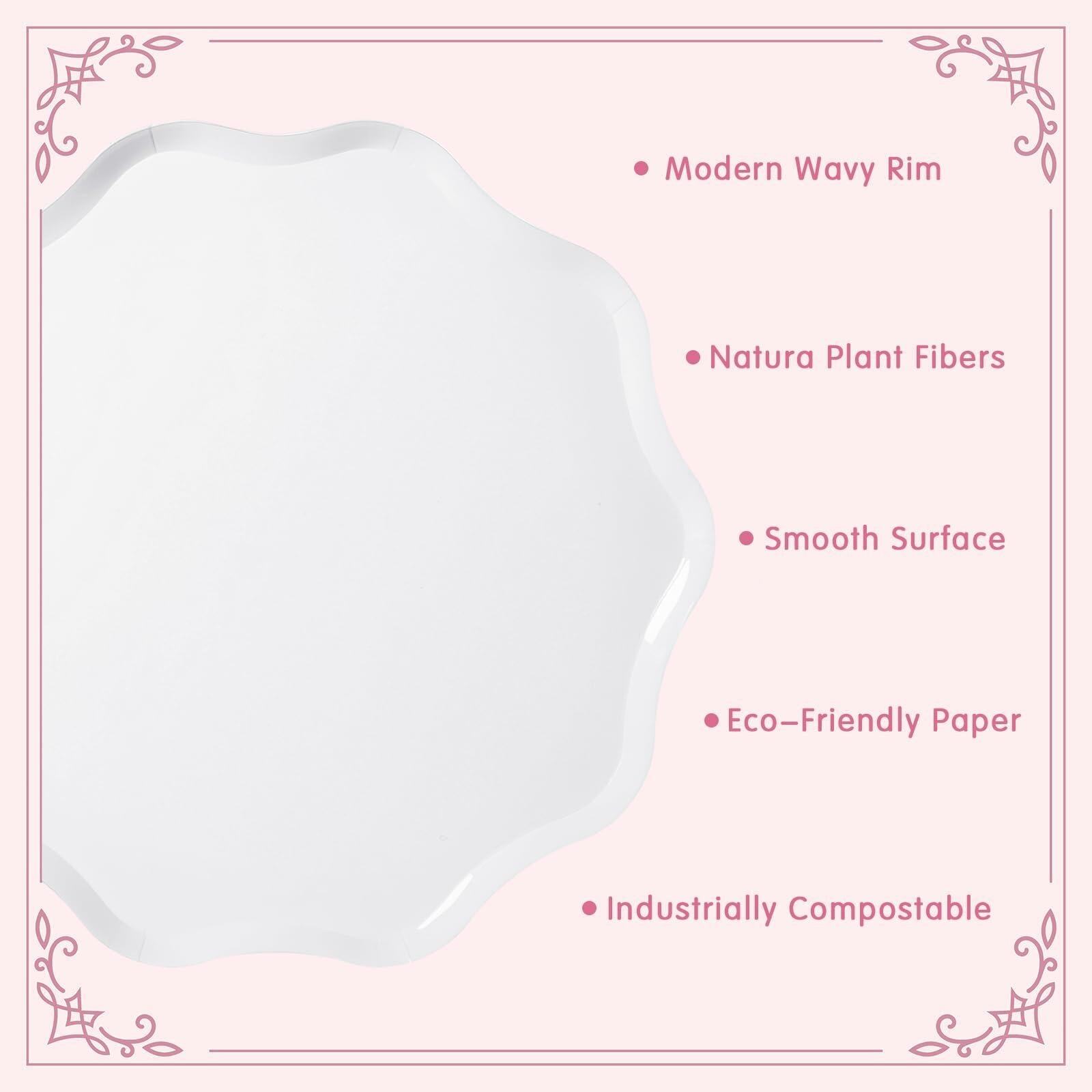 Compostable Dinner Plates | French Crème | Wavy Edge | 10.5" | 30-Pack