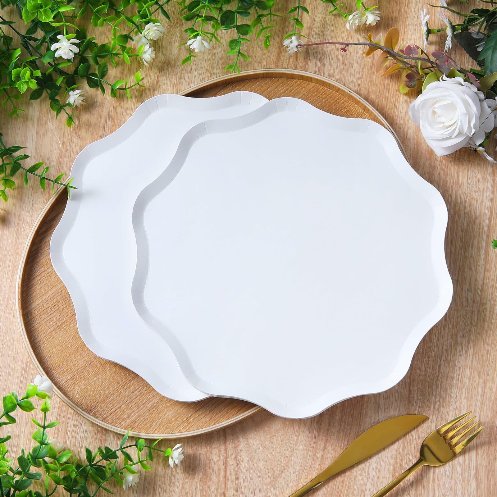 Compostable Dinner Plates | French Crème | Wavy Edge | 10.5" | 30-Pack