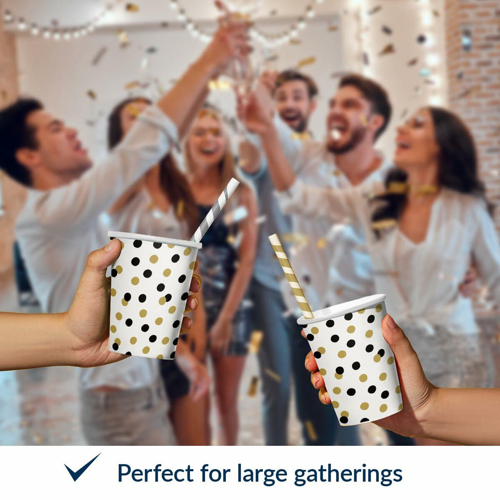 Compostable Paper Cups | Gold Confetti | 8.5oz | 50-Pack