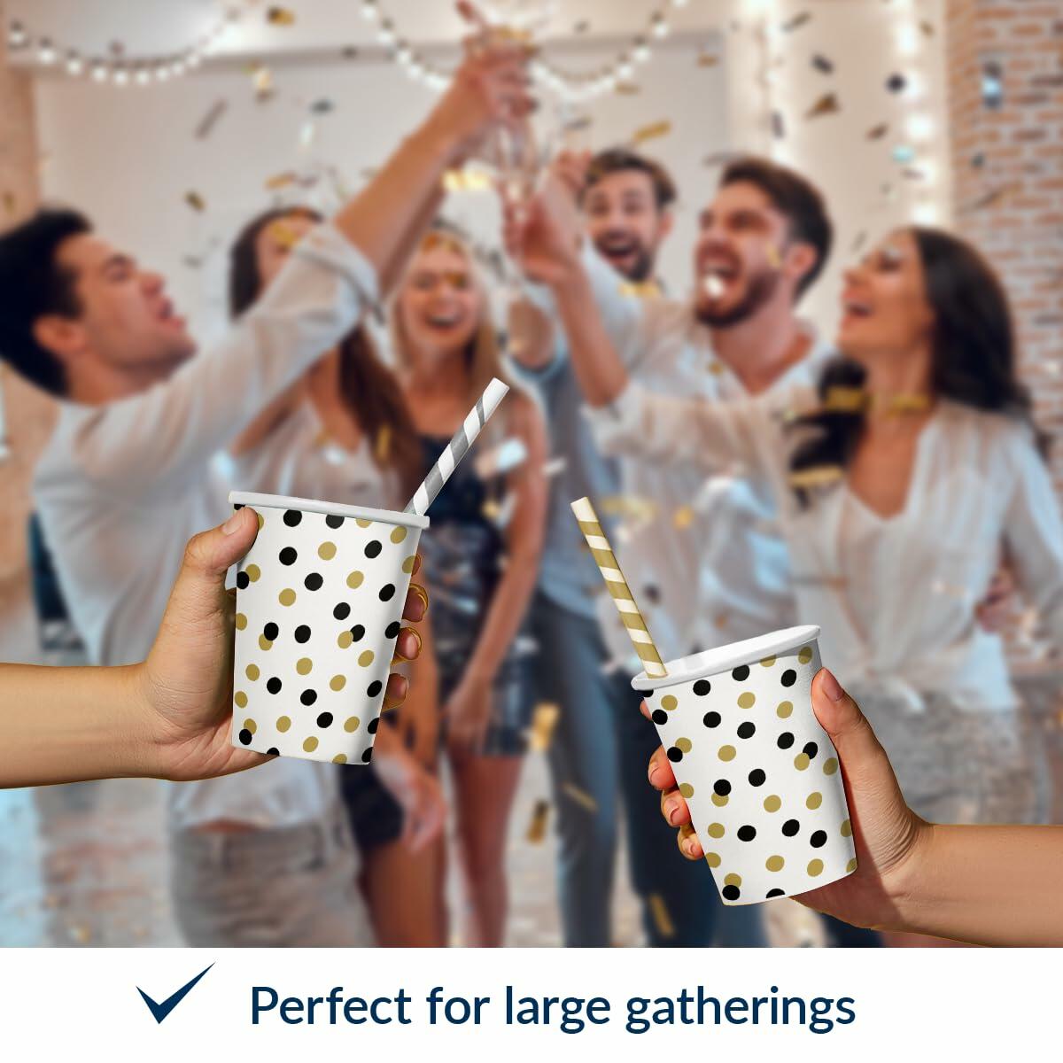 Compostable Paper Cups | Gold Confetti | 8.5oz | 50-Pack