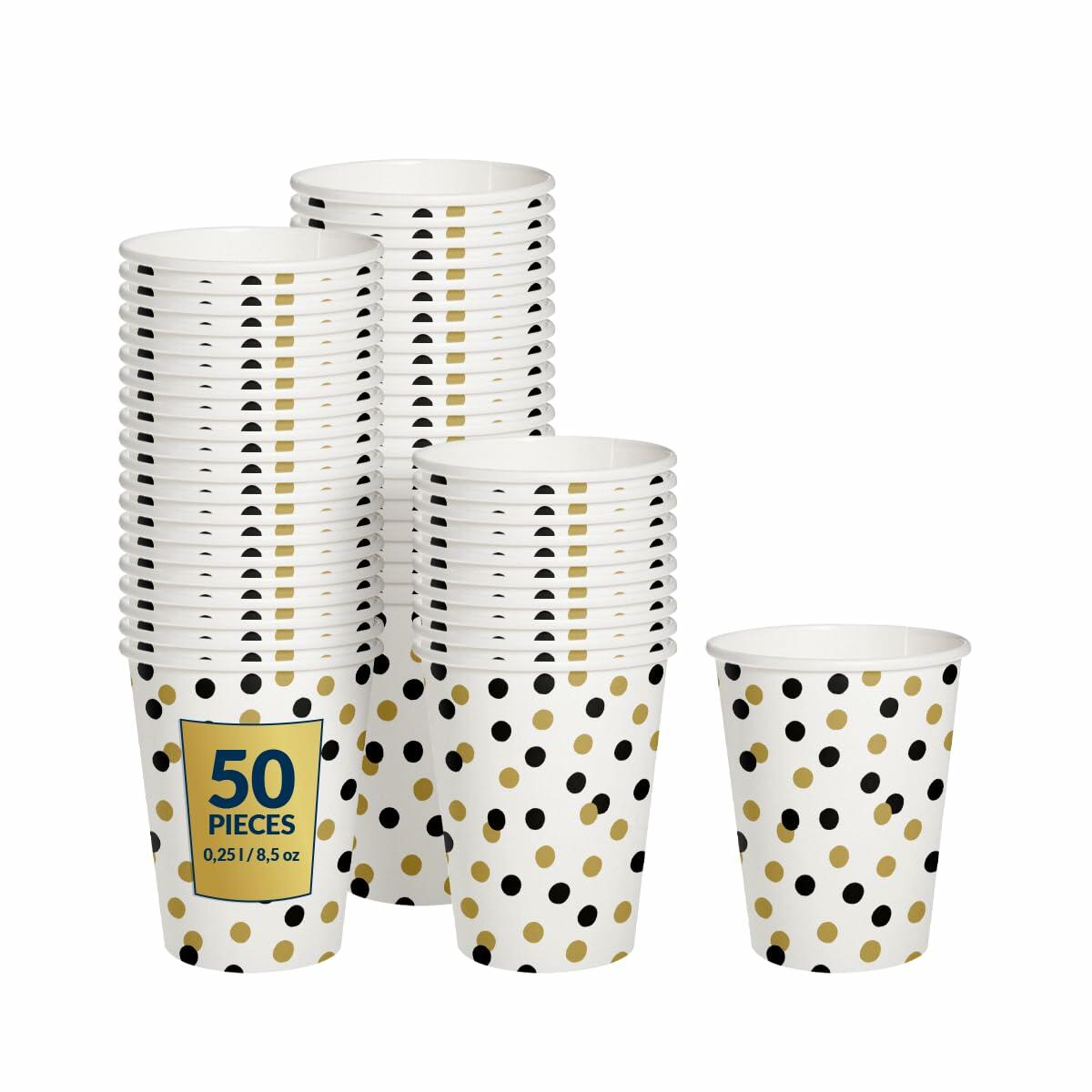 Compostable Paper Cups | Gold Confetti | 8.5oz | 50-Pack