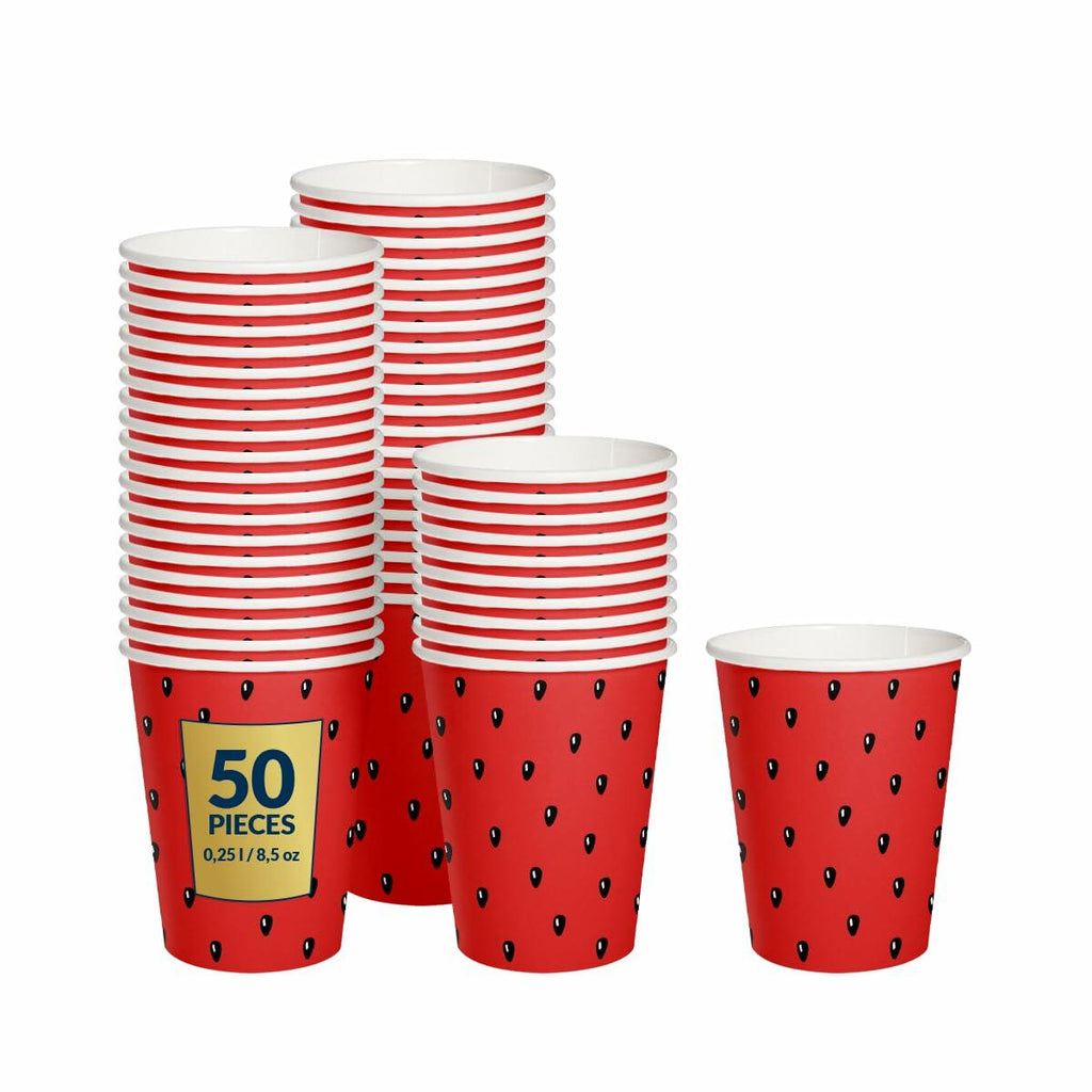 Compostable Paper Cups | Watermelon Design | 8.5oz | 50-Pack