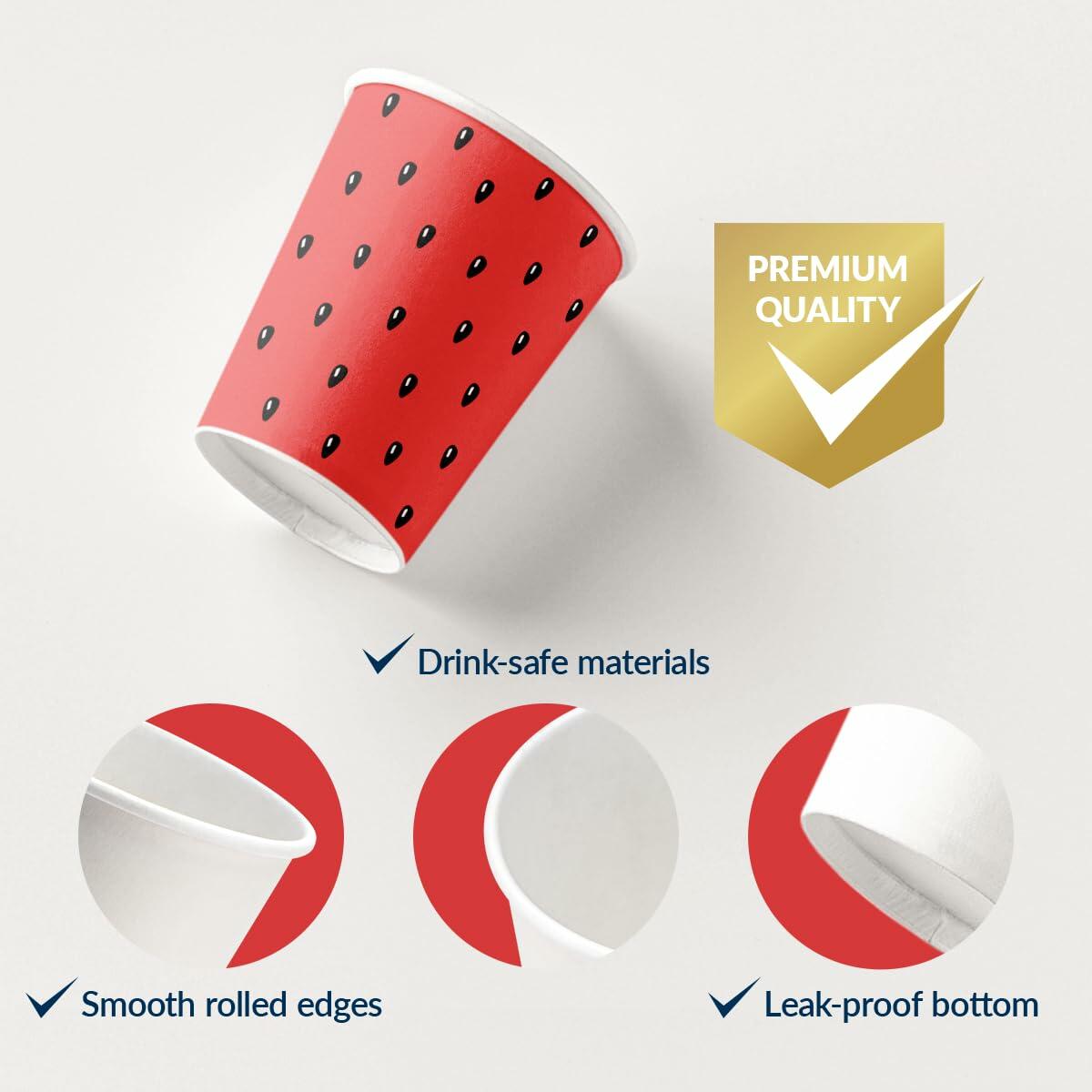 Compostable Paper Cups | Watermelon Design | 8.5oz | 50-Pack