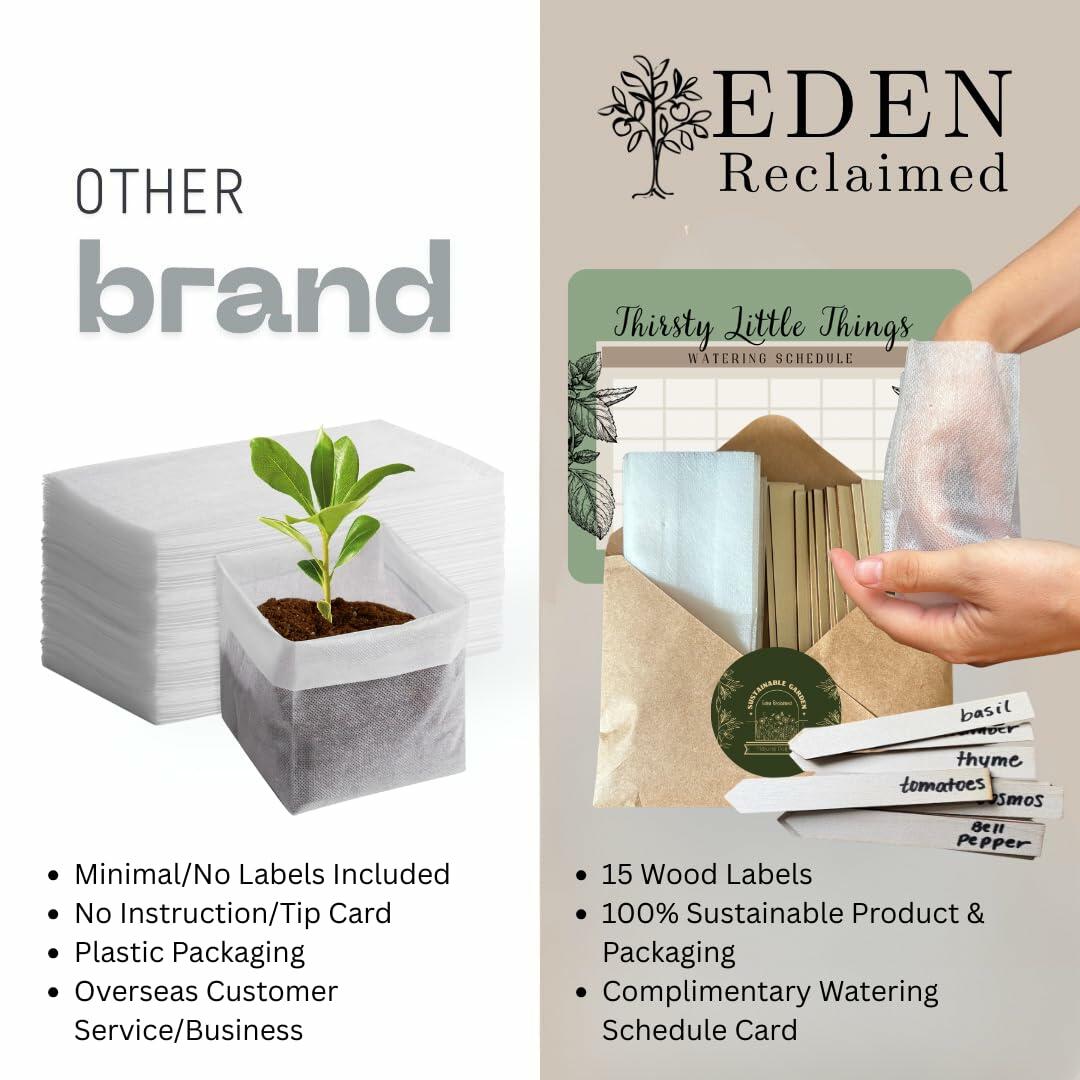 Biodegradable Plant Grow Bags — 15-Pack with Labels, 3.5"