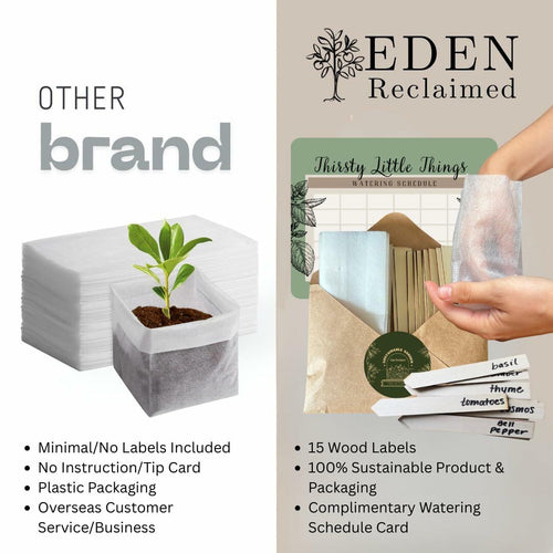 Biodegradable Plant Grow Bags — 15-Pack with Labels, 3.5"