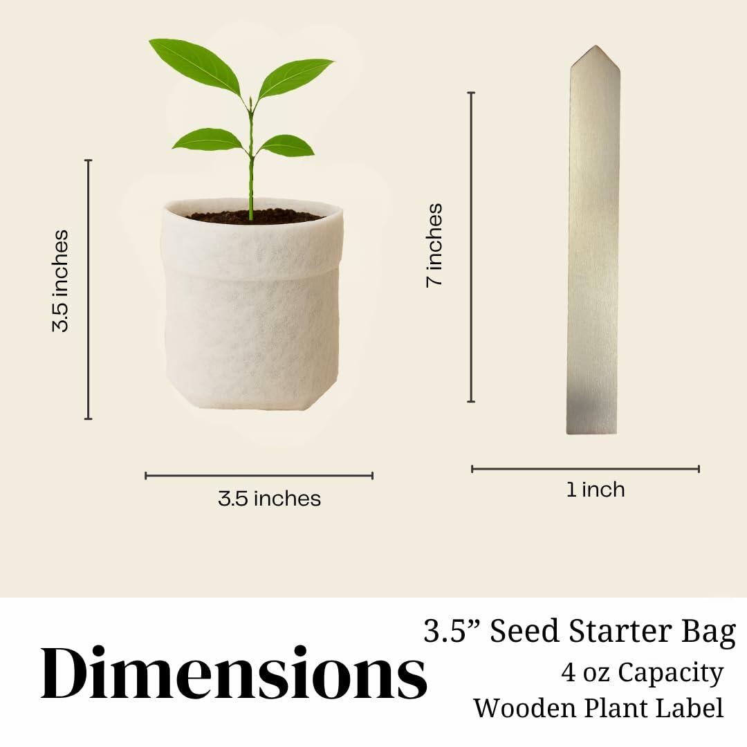 Biodegradable Plant Grow Bags — 15-Pack with Labels, 3.5"