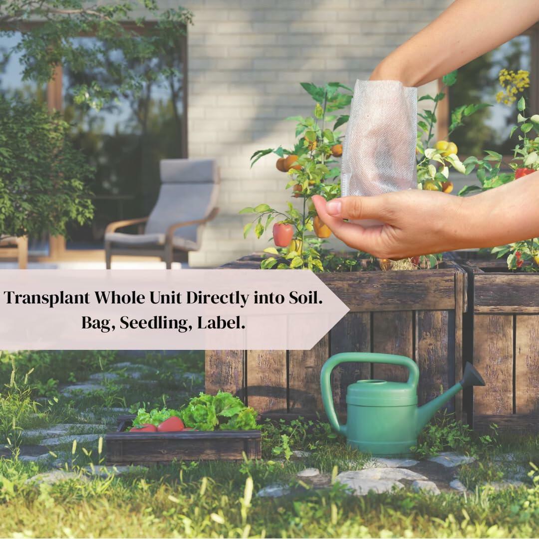 Biodegradable Plant Grow Bags — 15-Pack with Labels, 3.5"