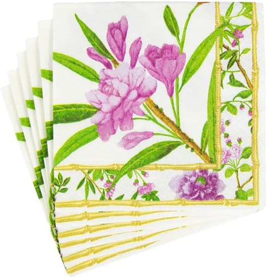 Cocktail Napkins | Wellington Ivory Floral | Caspari | Triple-Ply | 20-Pack