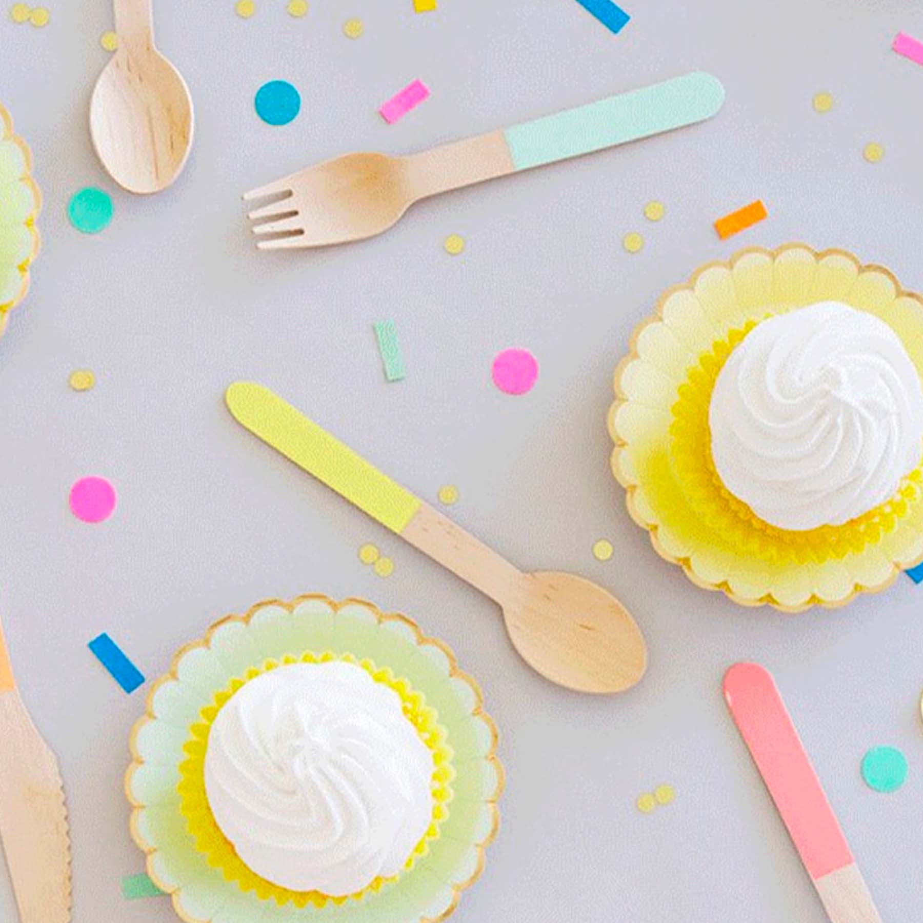 Yellow Dipped Wooden Utensil Set — 24-Piece