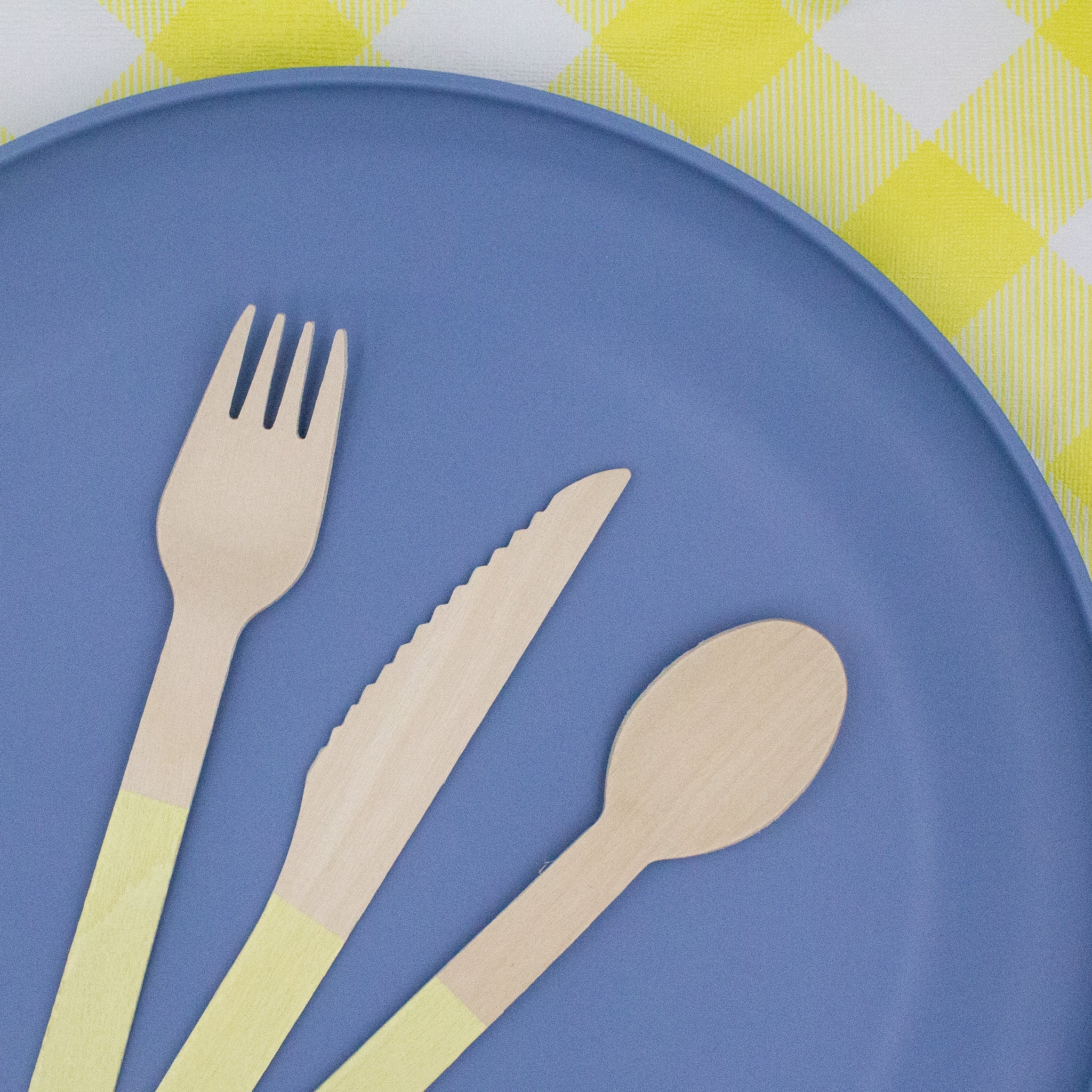 Yellow Dipped Wooden Utensil Set — 24-Piece