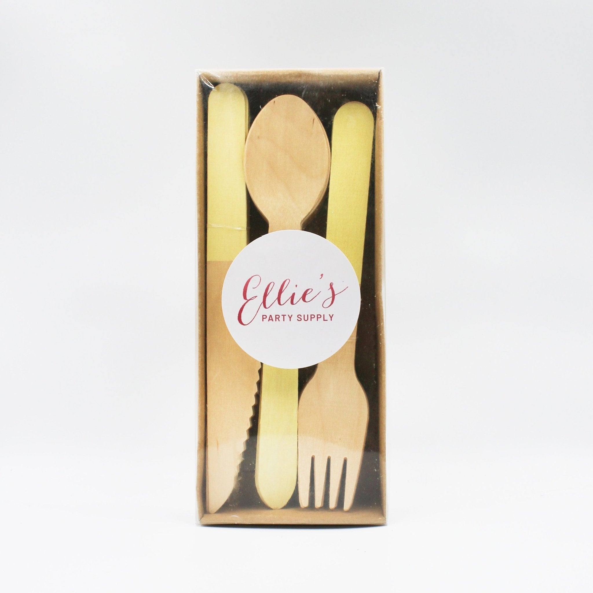 Yellow Dipped Wooden Utensil Set — 24-Piece