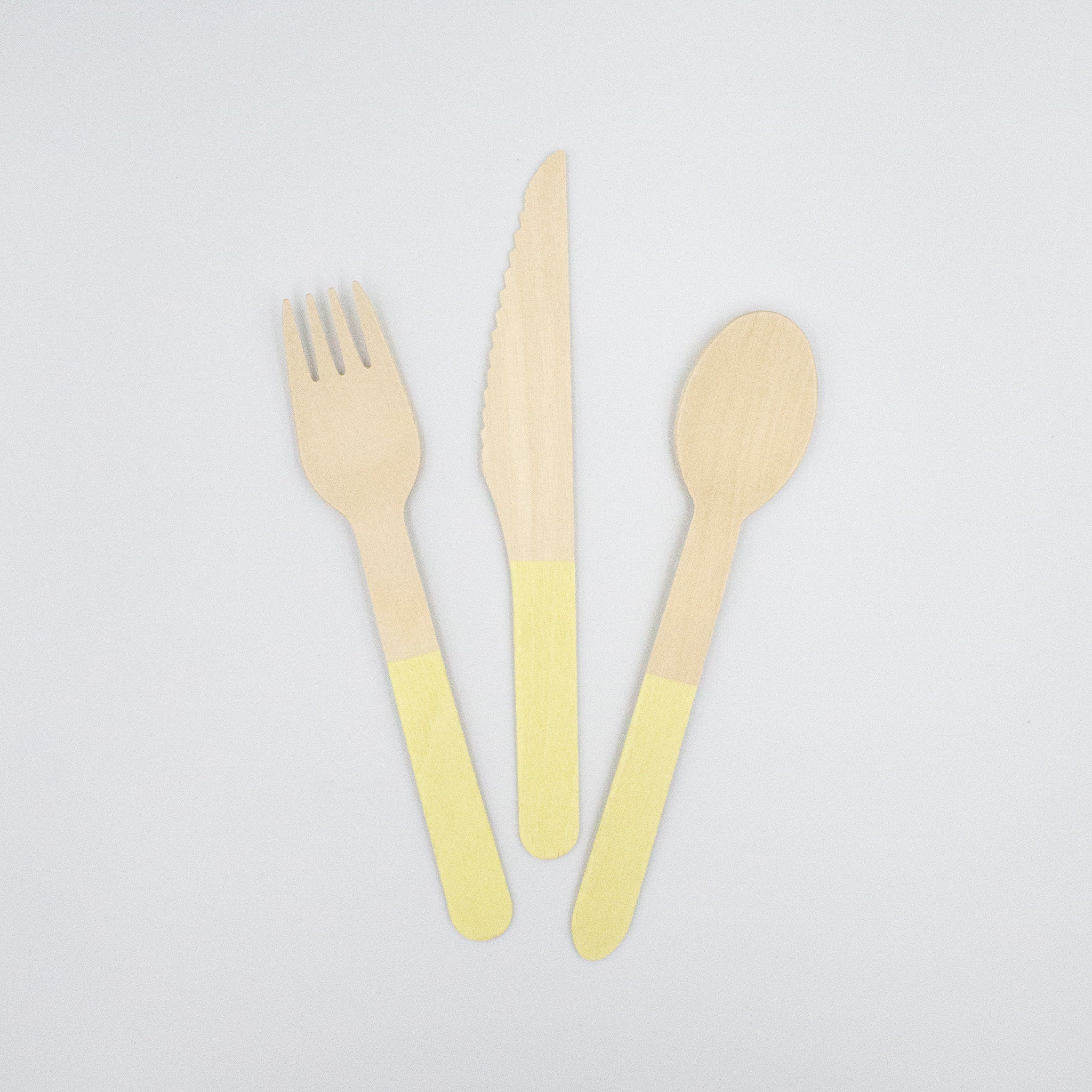 Yellow Dipped Wooden Utensil Set — 24-Piece