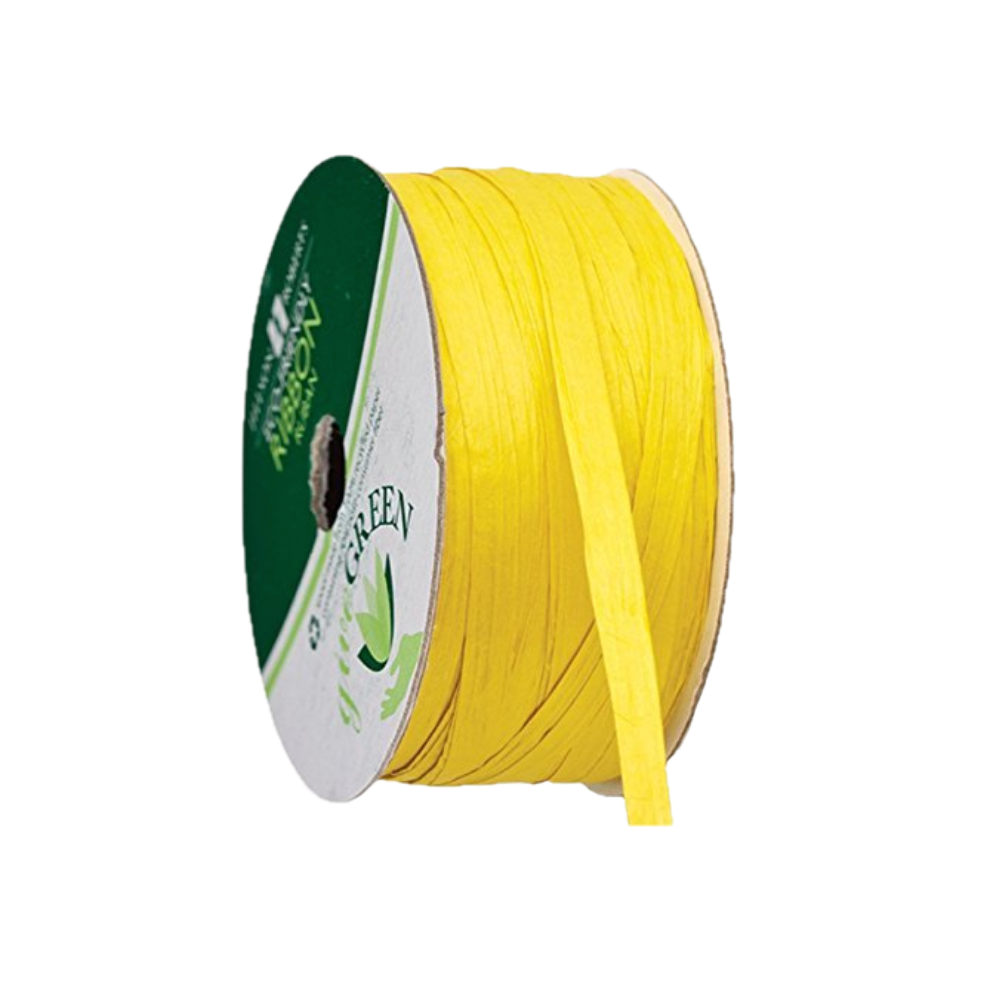 Paper Raffia Ribbon — Yellow, 50 ft