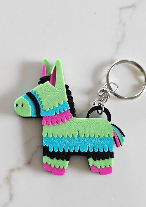 3D Printed Piñata Llama Keychain — Fiesta Party Favor
