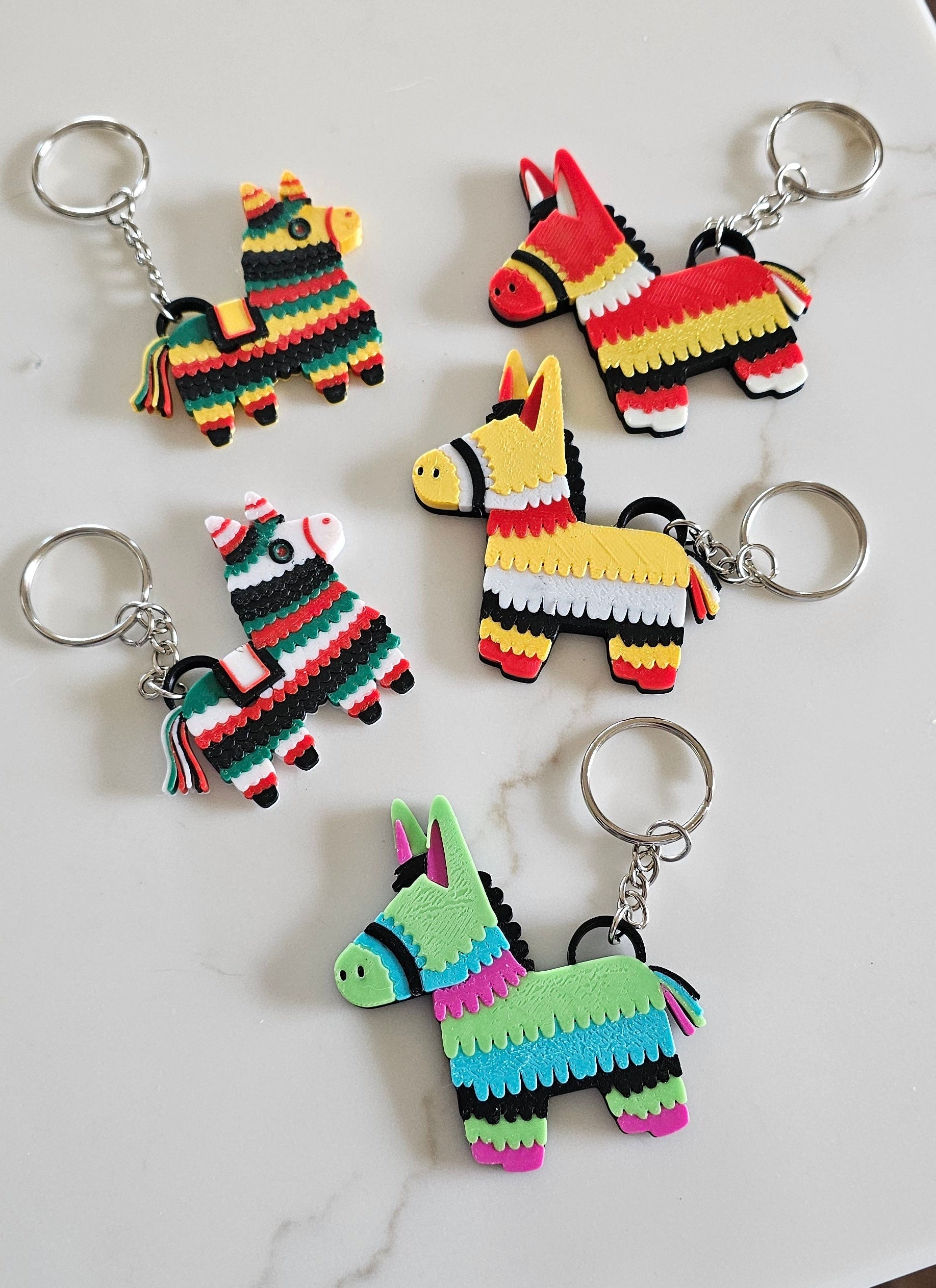 3D Printed Piñata Llama Keychain — Fiesta Party Favor