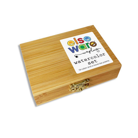 Watercolor Set | 18 Vibrant Colors | Bamboo Box | Eco-Friendly